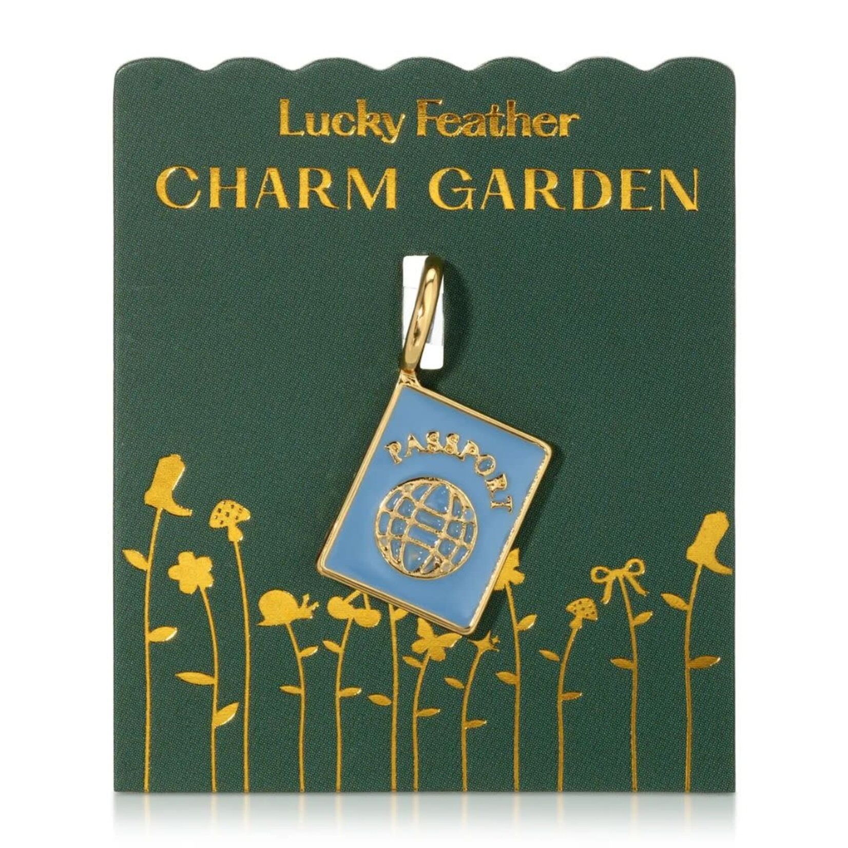 lucky feather gold passport charm