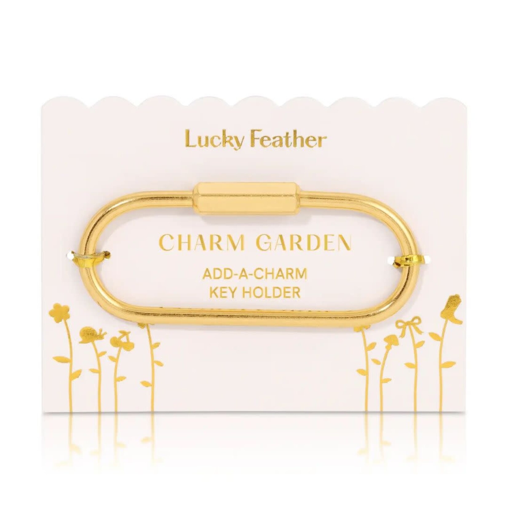 lucky feather gold add a charm keyring