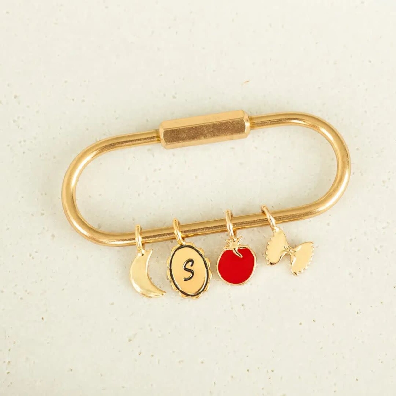 lucky feather gold add a charm keyring