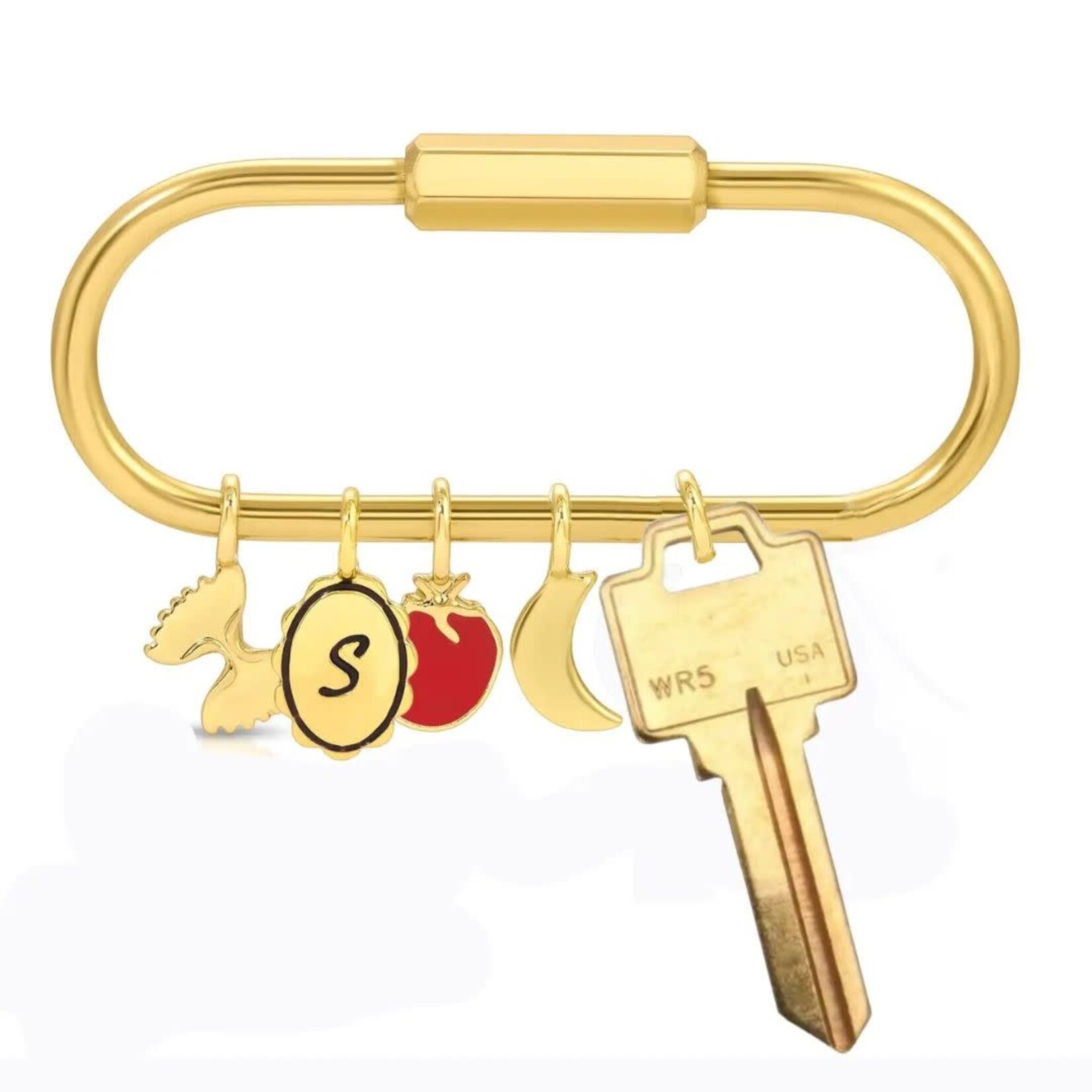 lucky feather gold add a charm keyring