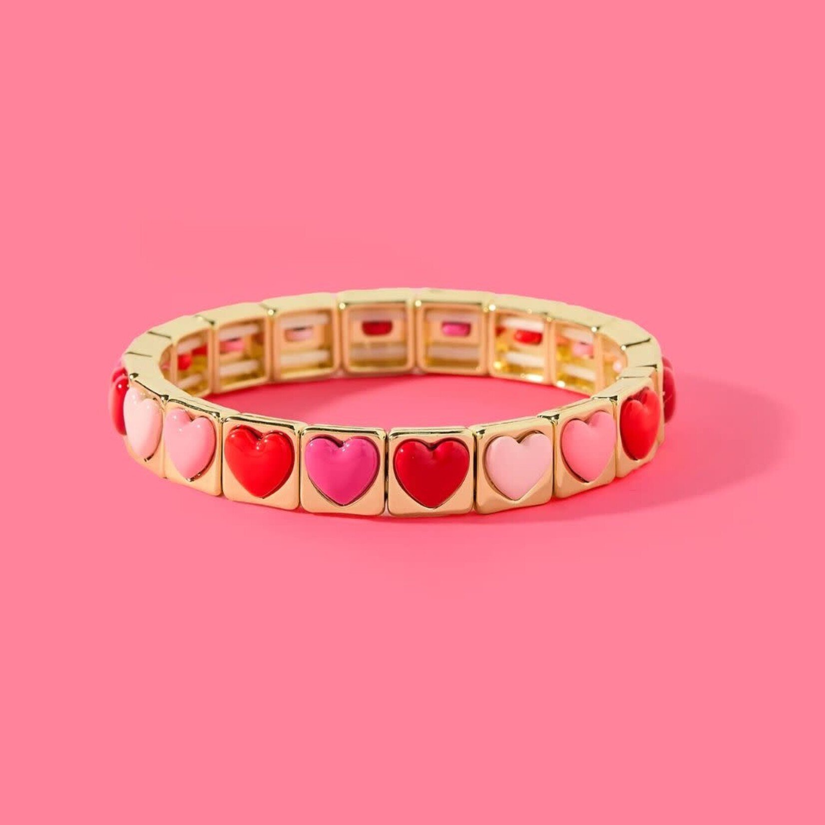 taylor elliott designs valentine heart reds & pinks bracelet