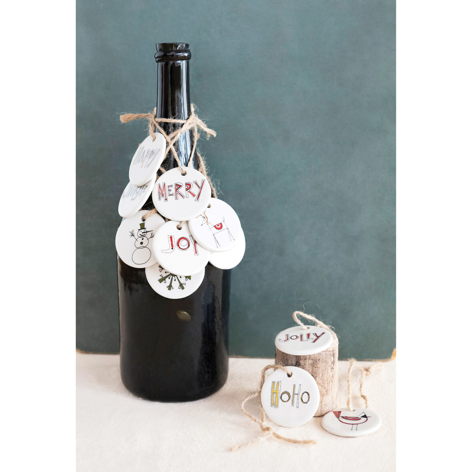 m. lynne designs stoneware tag ornament