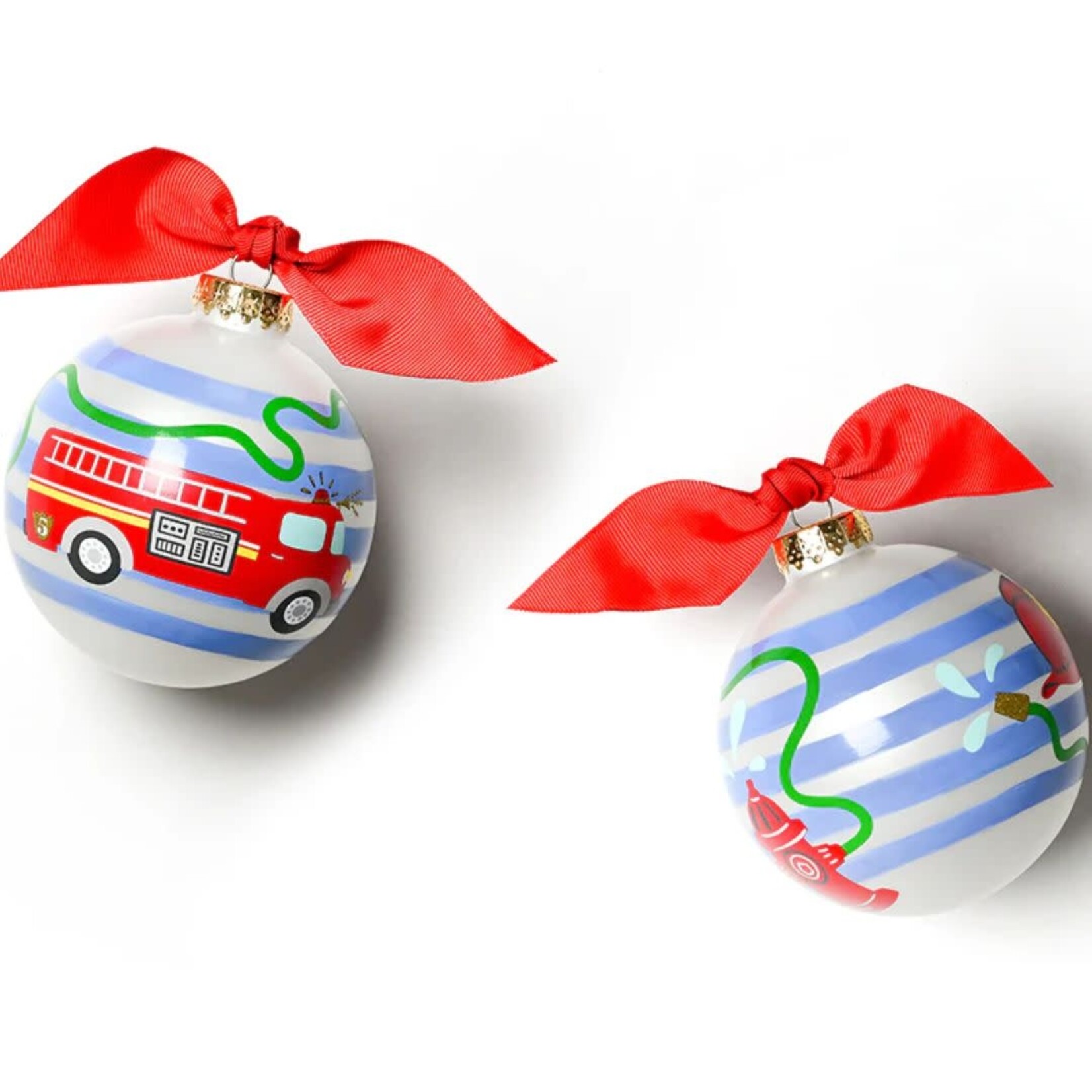 coton colors firetruck glass ornament