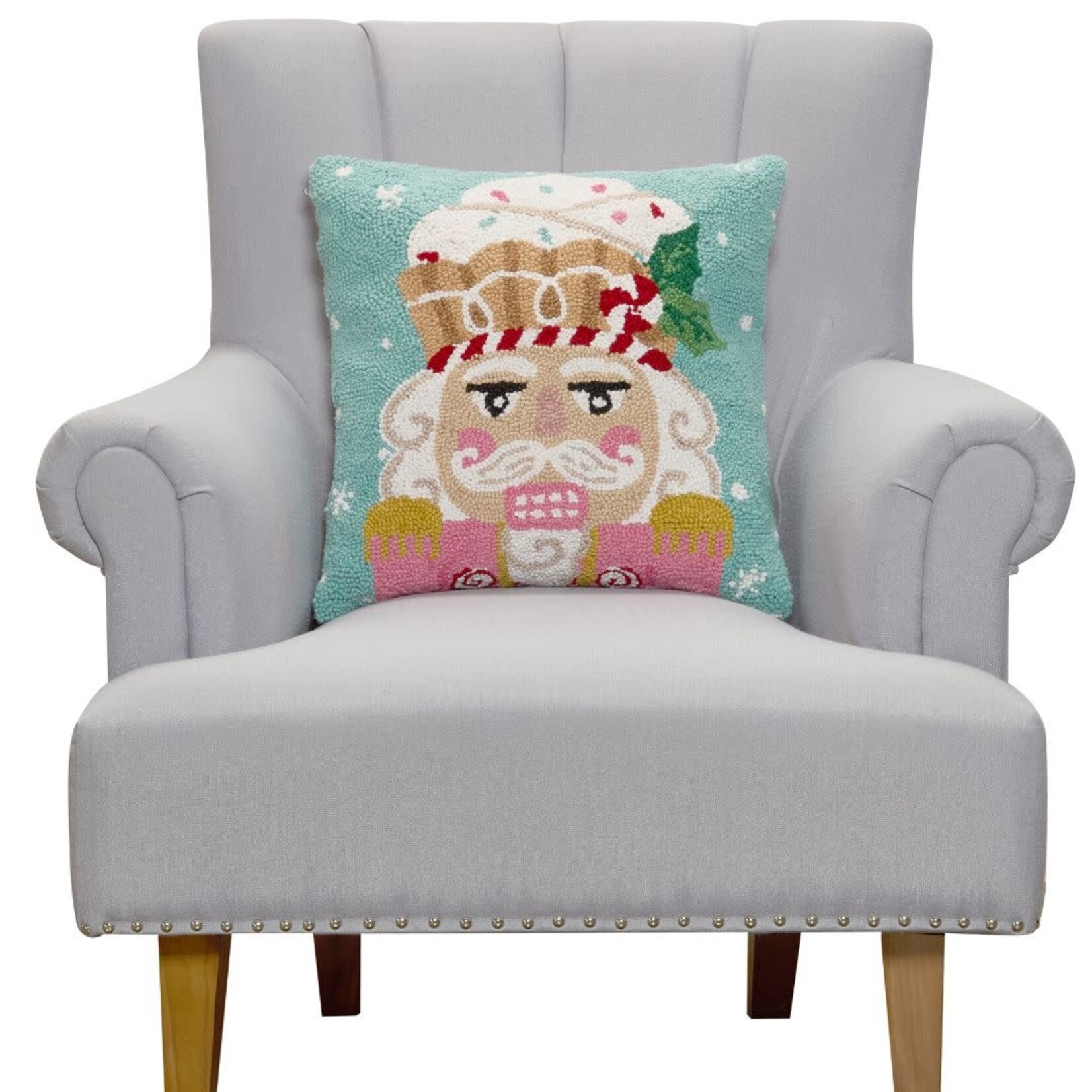m. lynne designs pink & mint nutcracker hook pillow
