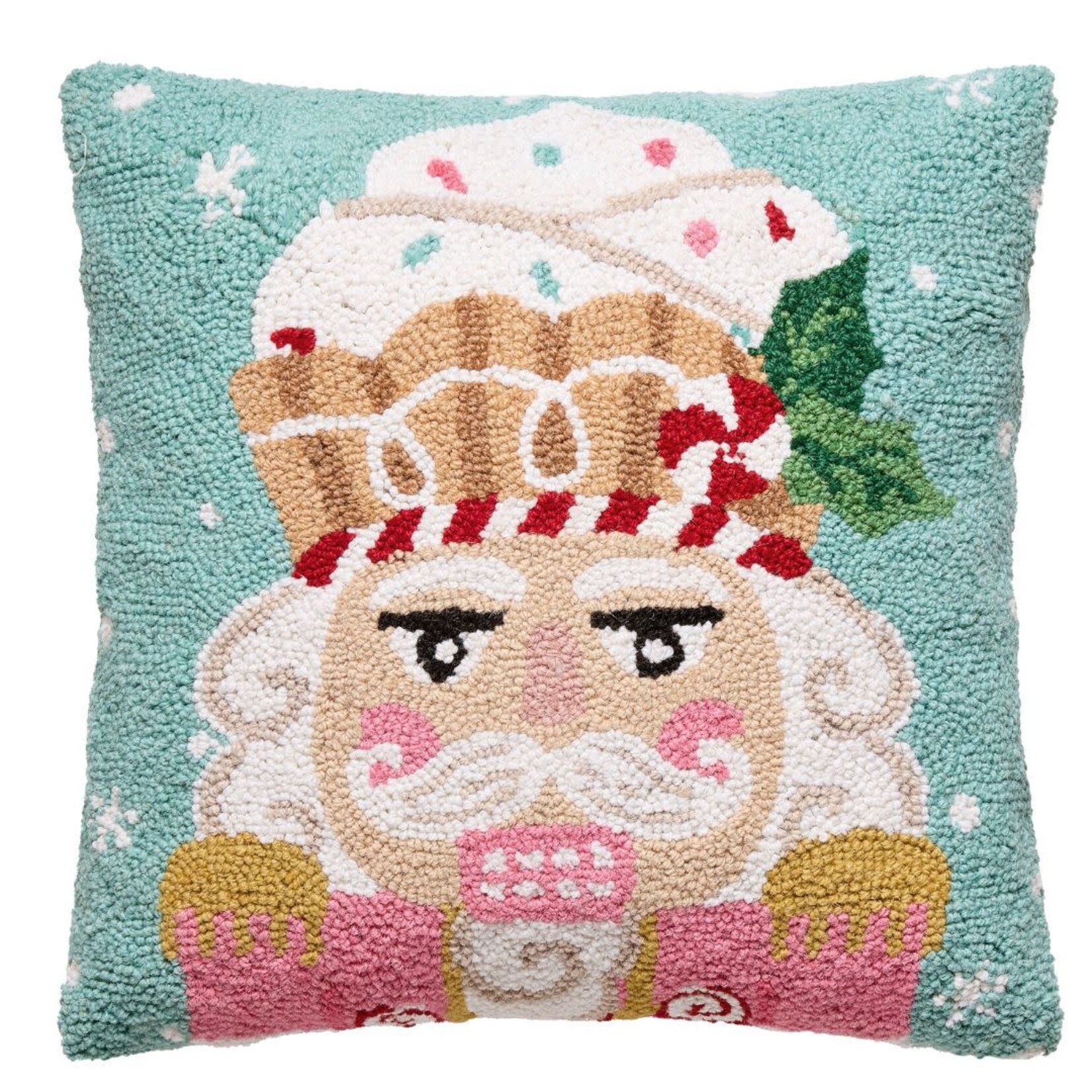 m. lynne designs pink & mint nutcracker hook pillow