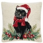 m. lynne designs christmas black cat hook pillow