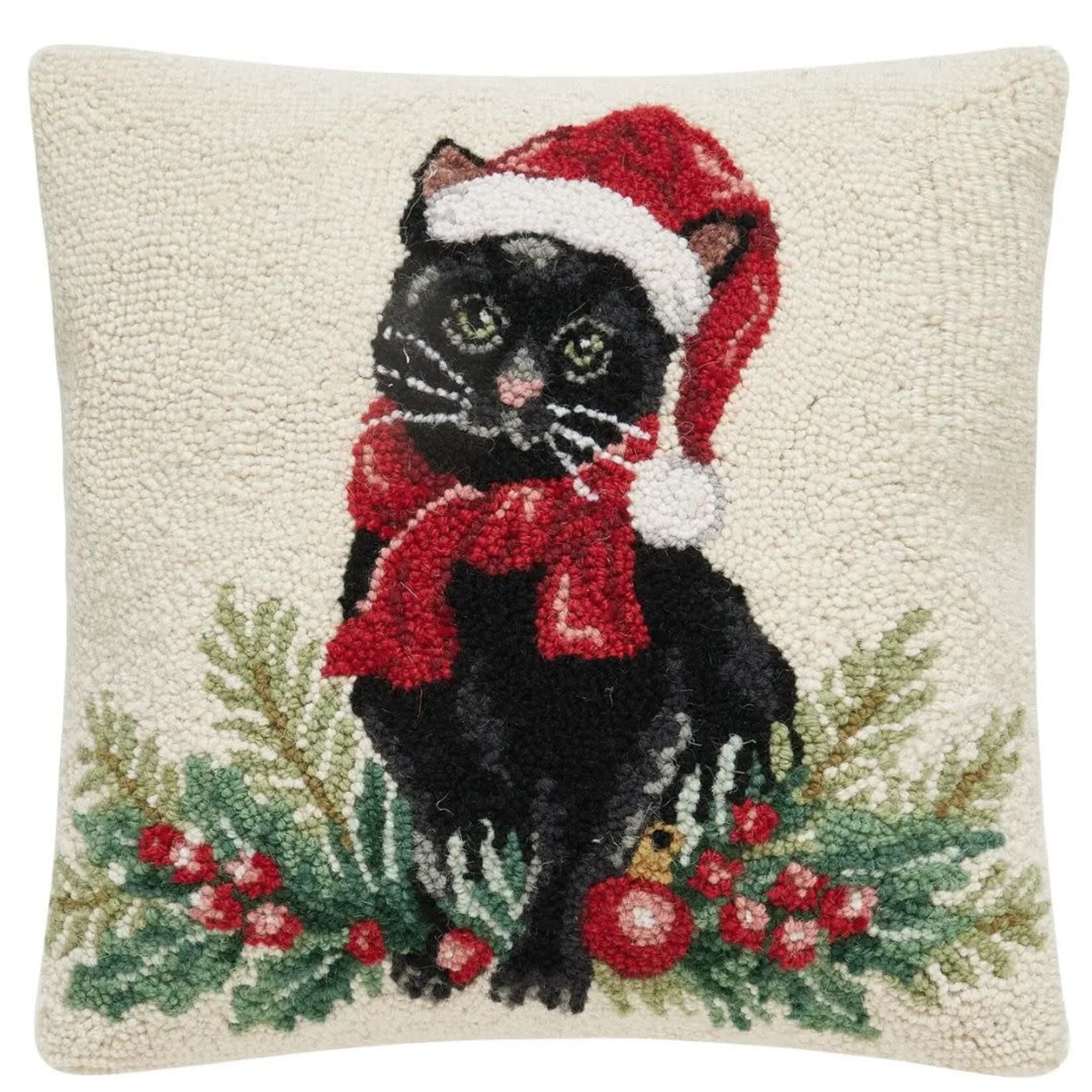 m. lynne designs christmas black cat hook pillow