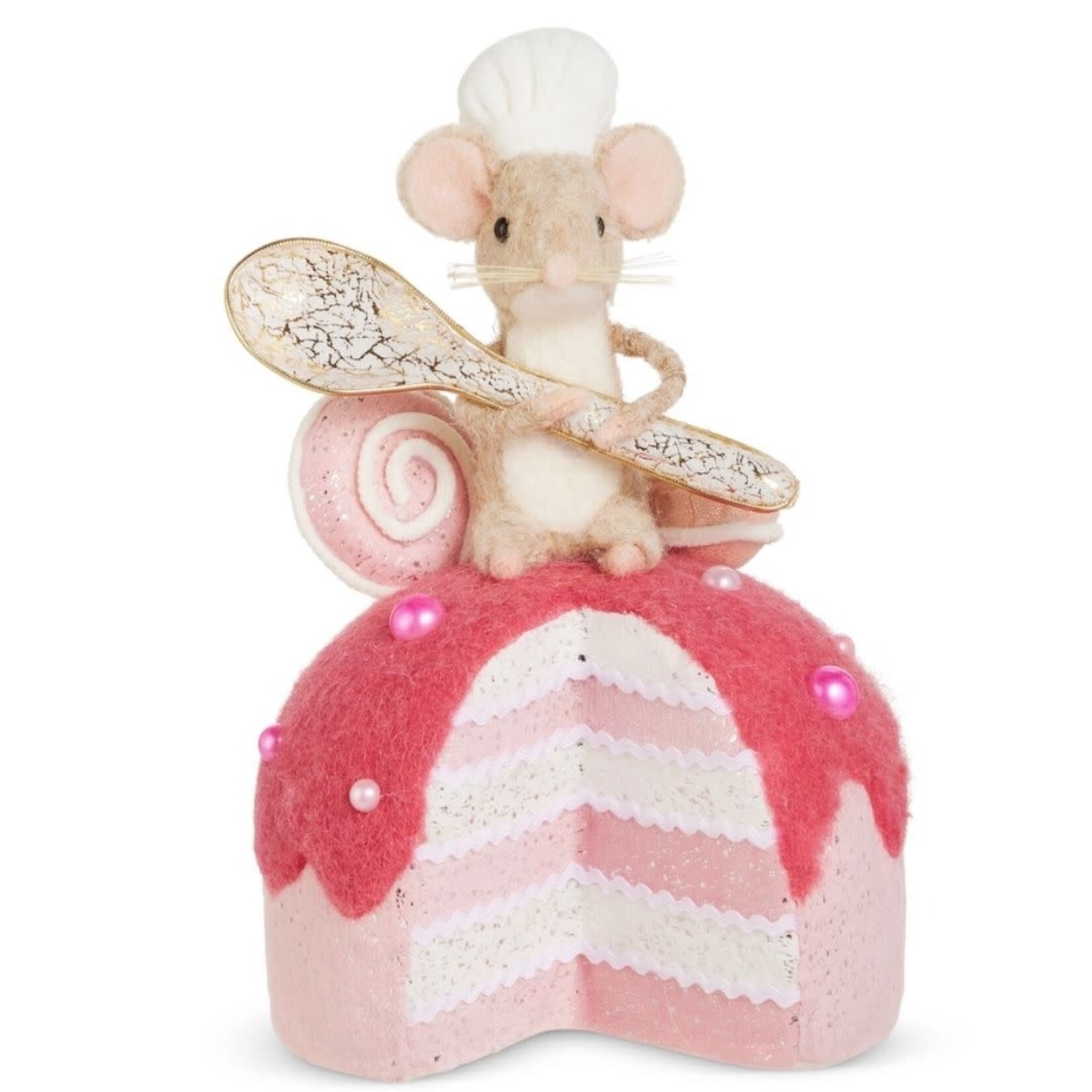 m. lynne designs pink cake baking mouse ornament