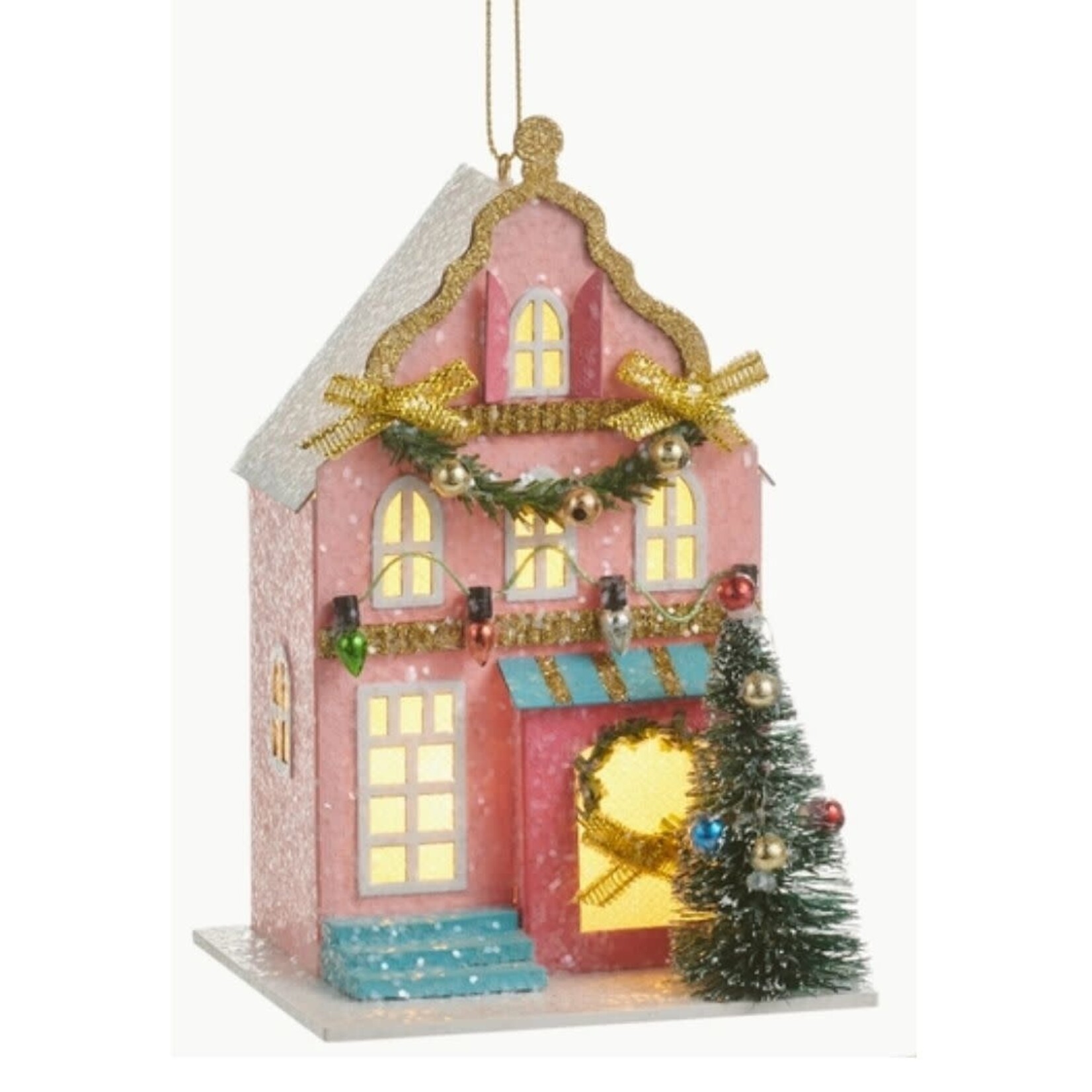 m. lynne designs lighted paper multicolored house ornament