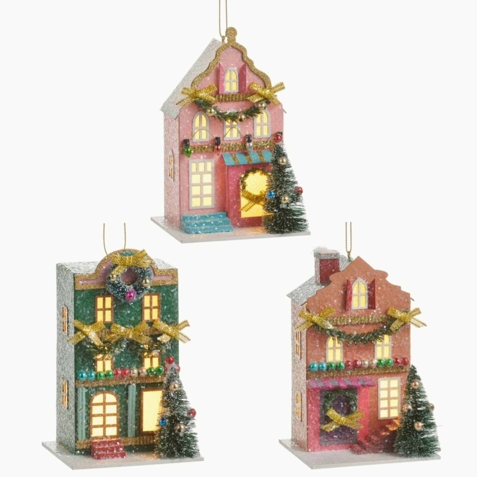 m. lynne designs lighted paper multicolored house ornament