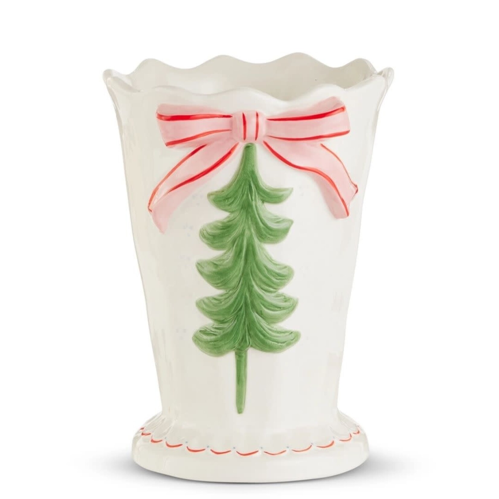 m. lynne designs bow and tree scallop vase