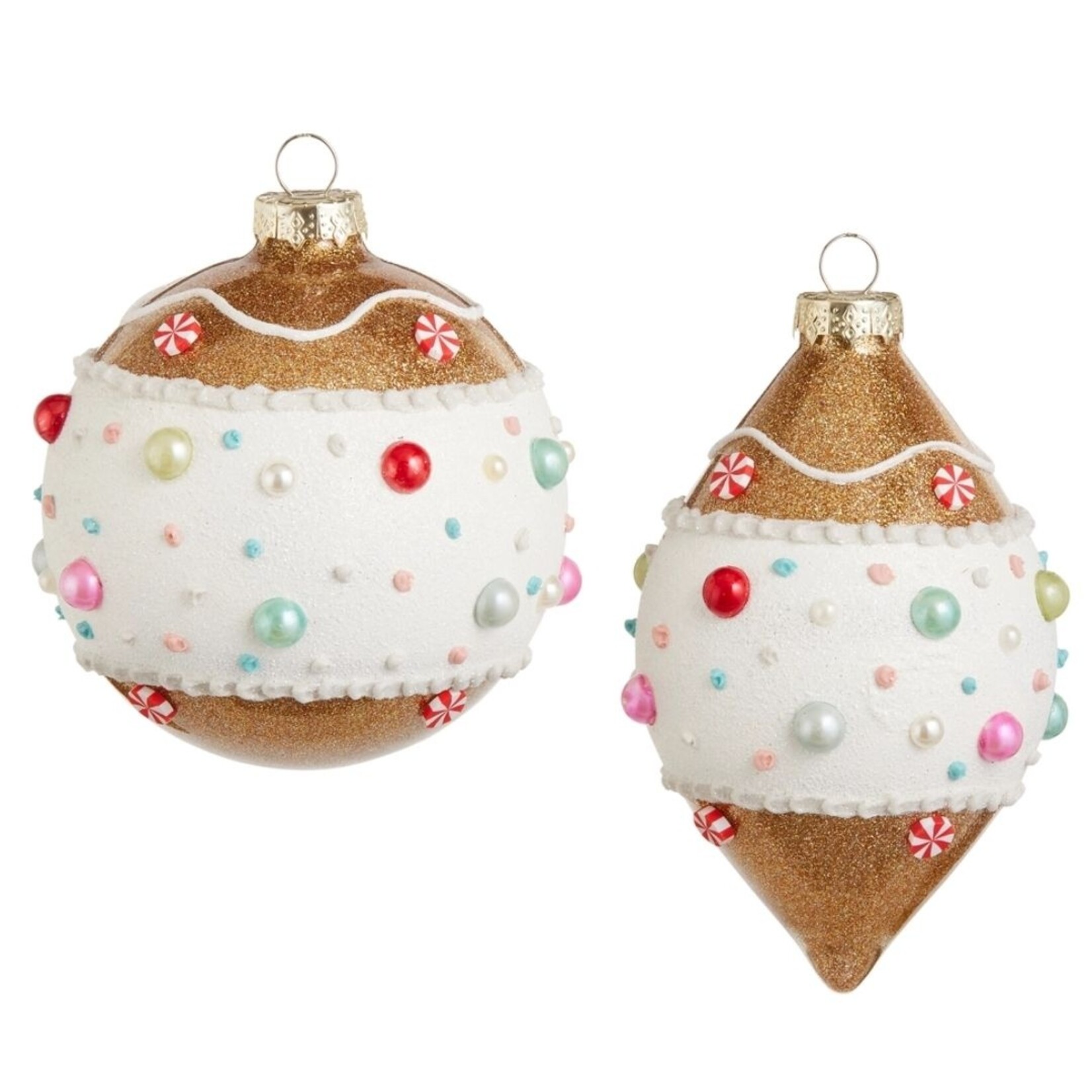 m. lynne designs gingerbread glass ornament with gumdrops