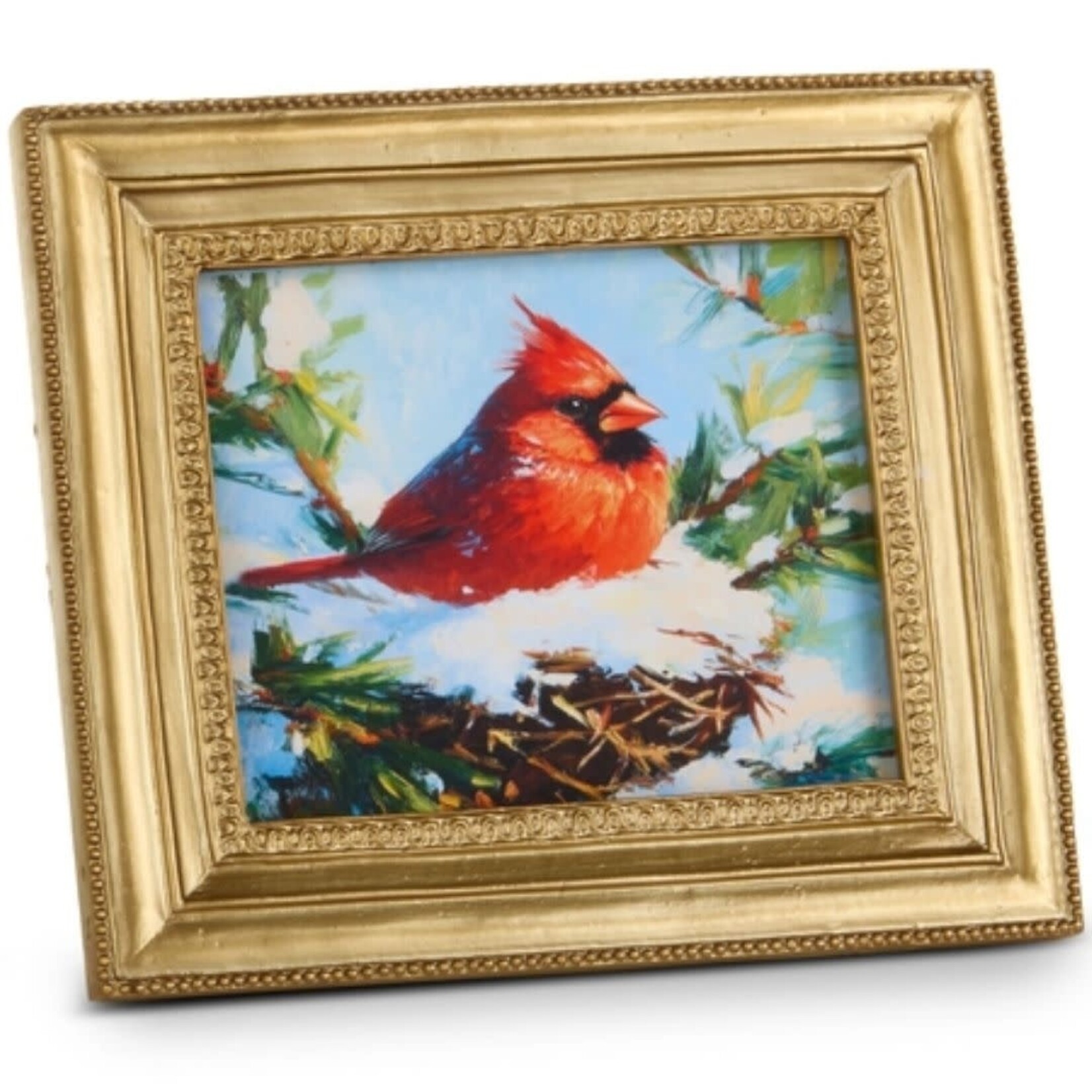 m. lynne designs nested mini framed art memory with cardinal on snow nest
