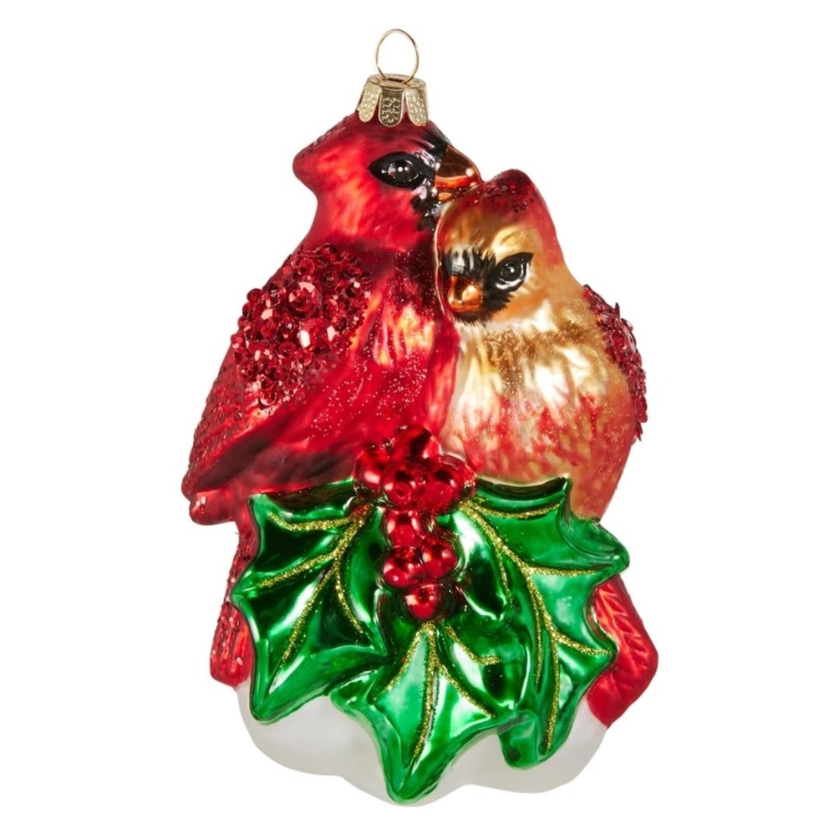 m. lynne designs glass cardinal pair ornament