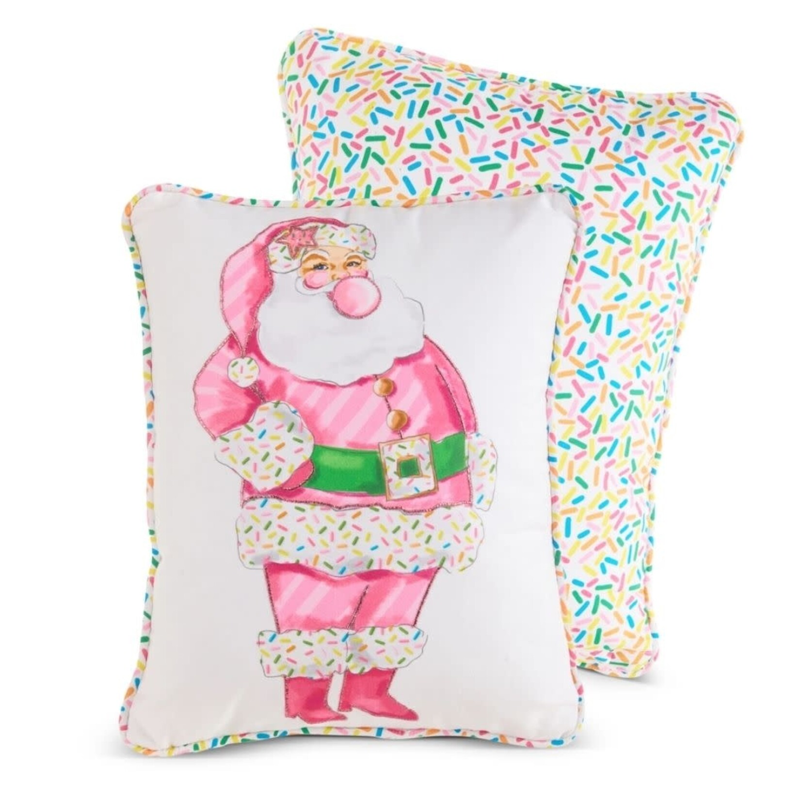 m. lynne designs bubblegum blowin' santa pillow