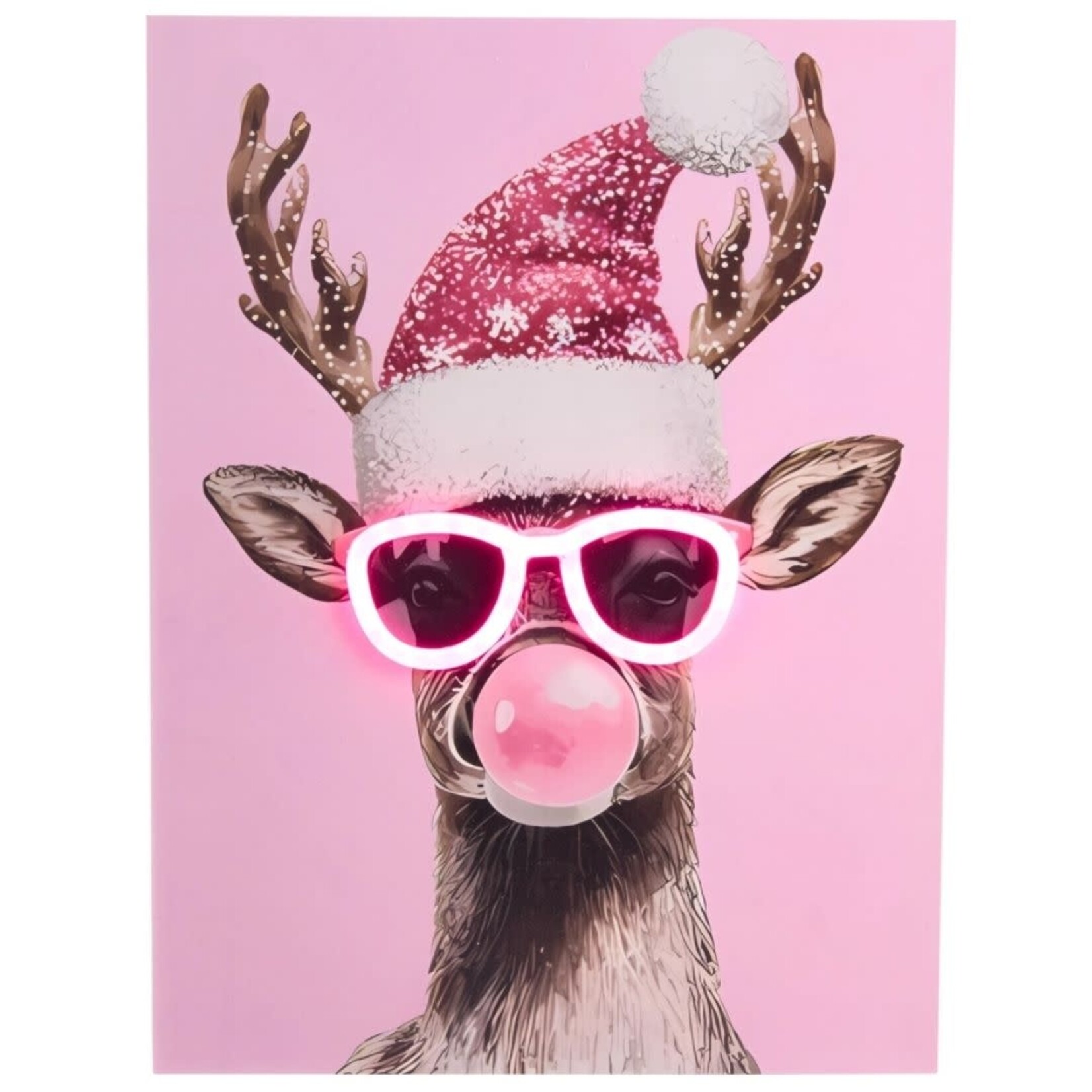 m. lynne designs reindeer with lit neon glasses art