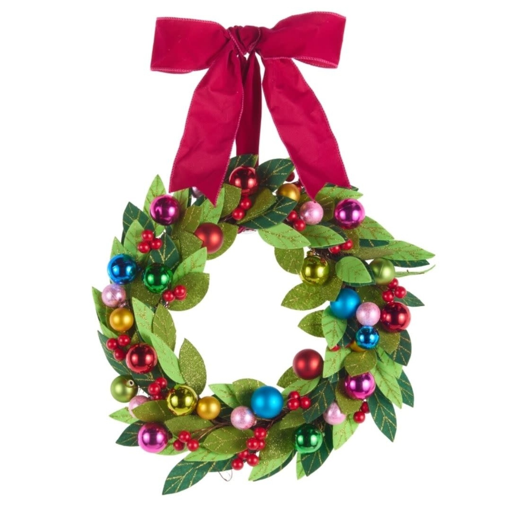 m. lynne designs colorful felt wreath with ball ornaments