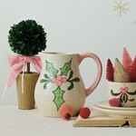 m. lynne designs dried boxwood tree topiary with pink velvet bow