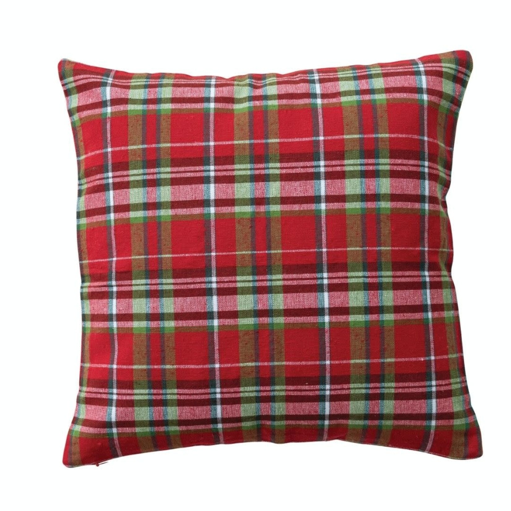 m. lynne designs red tartan plaid square pillow