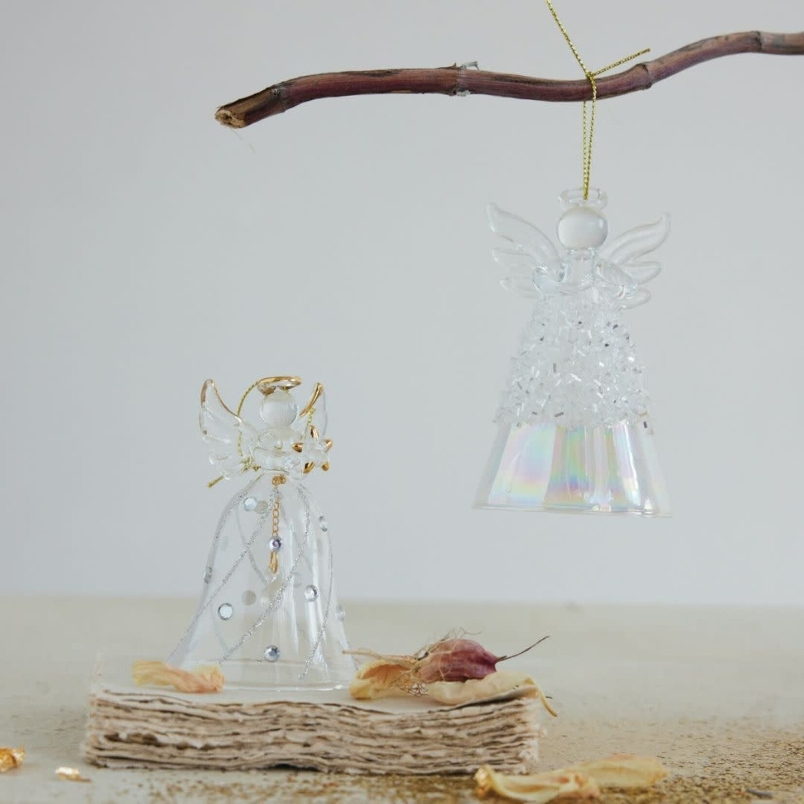 m. lynne designs glass angel ornament