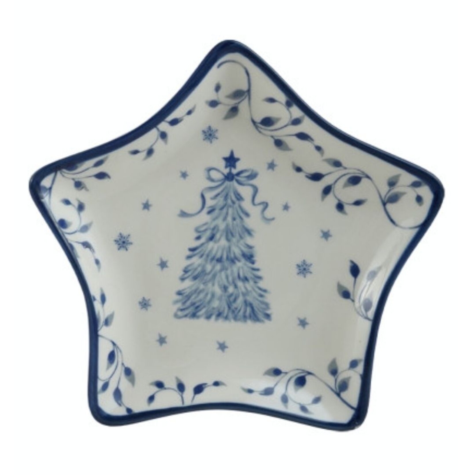 m. lynne designs blue & white holiday dish
