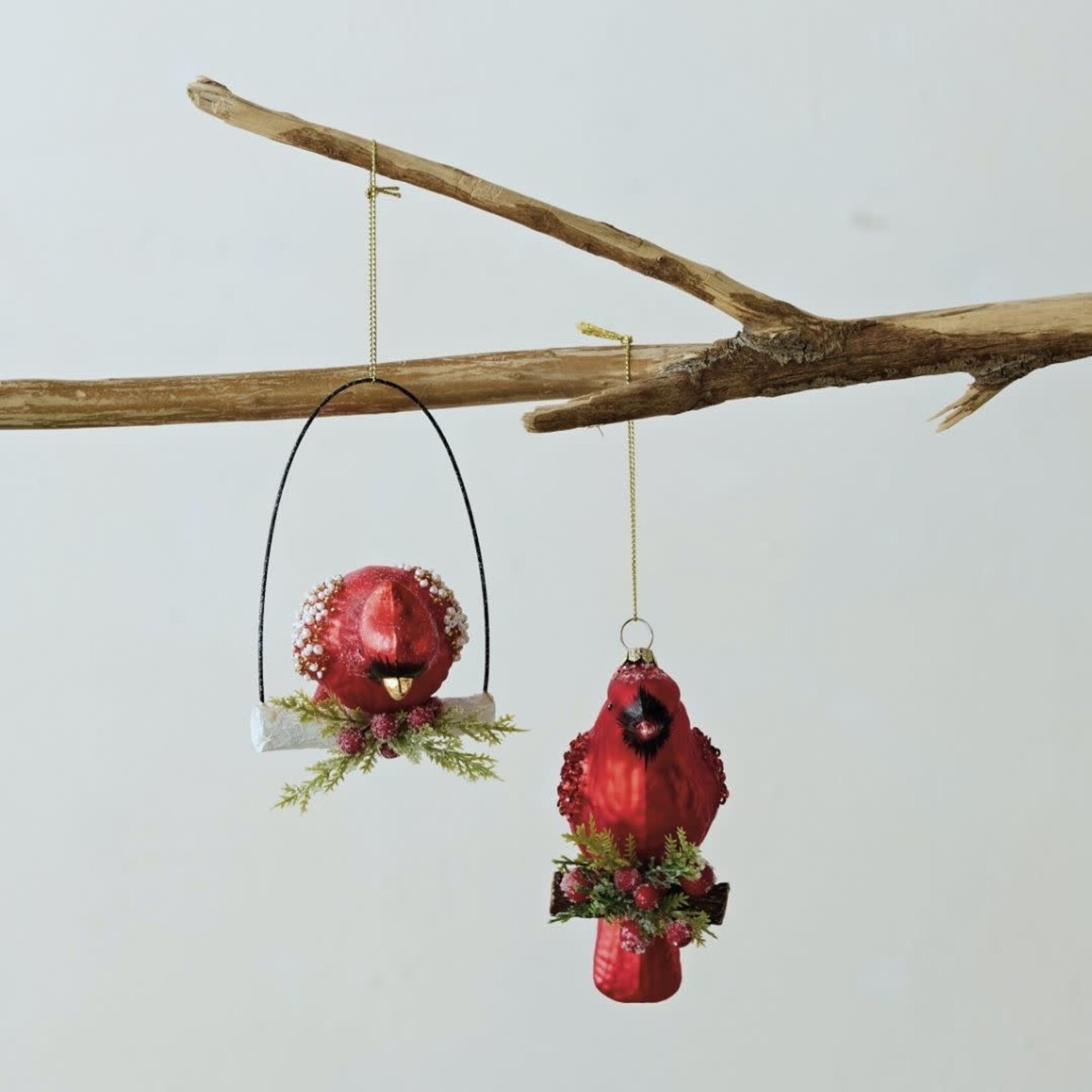 m. lynne designs glass cardinal ornament