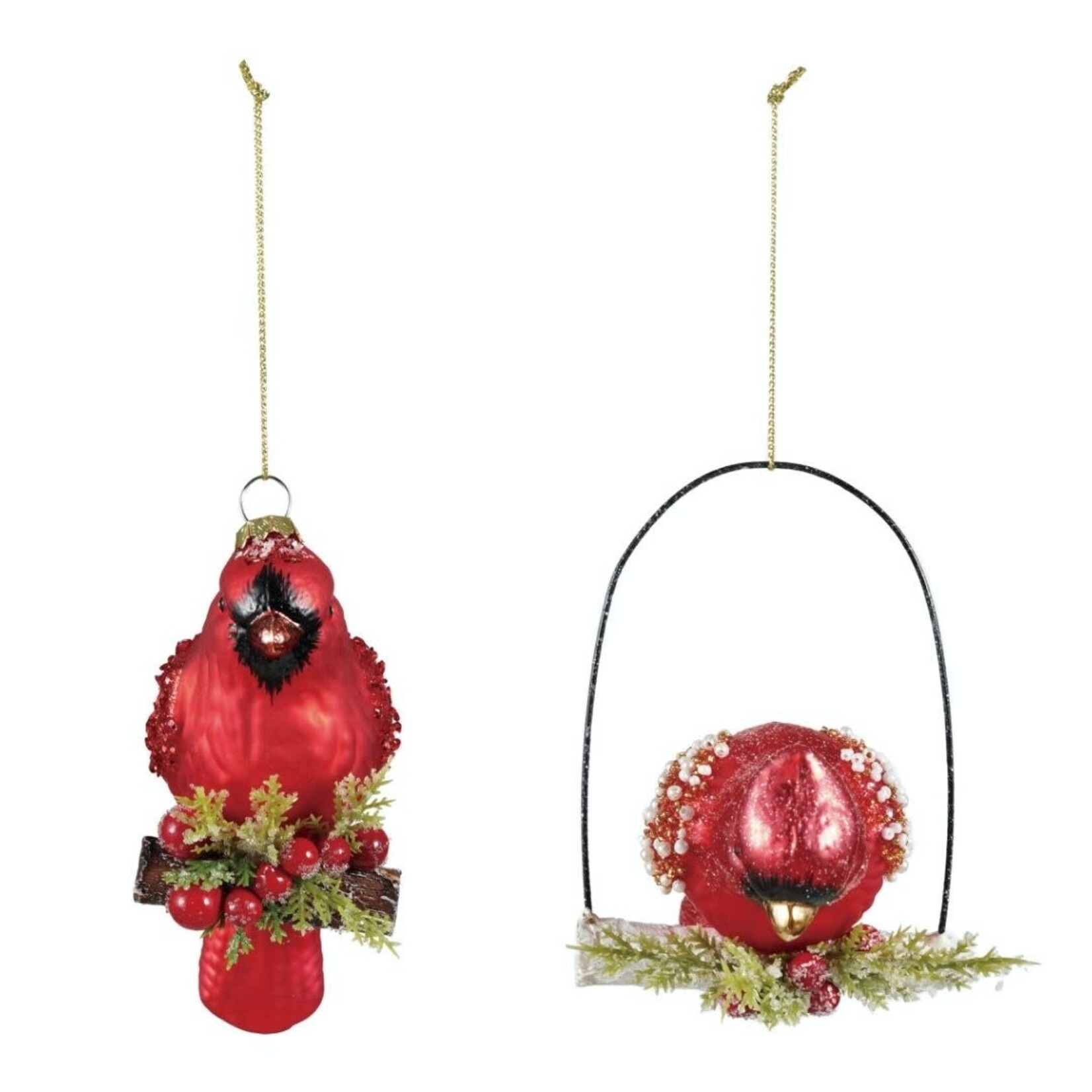 m. lynne designs glass cardinal ornament