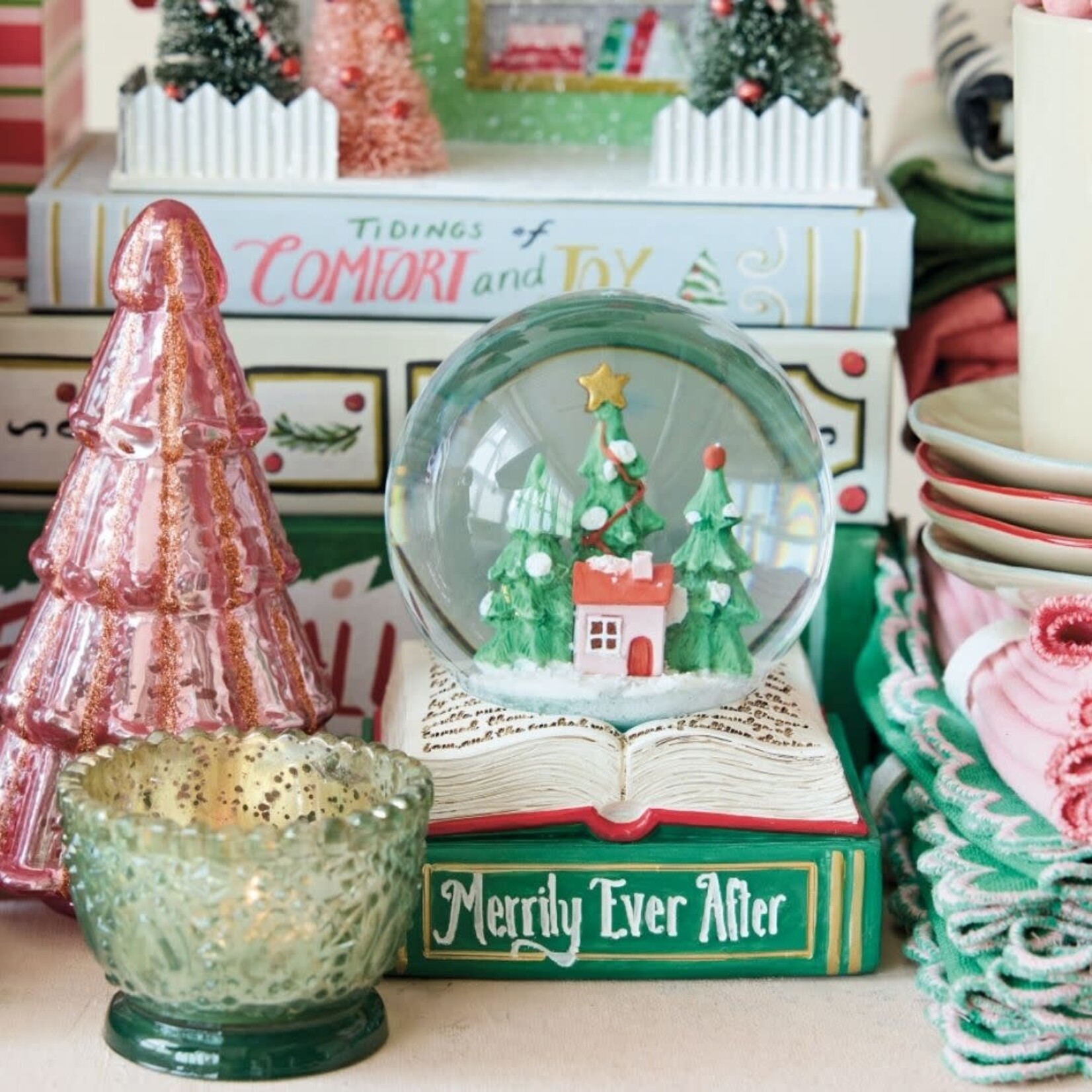 m. lynne designs merrily ever after snow globe with light