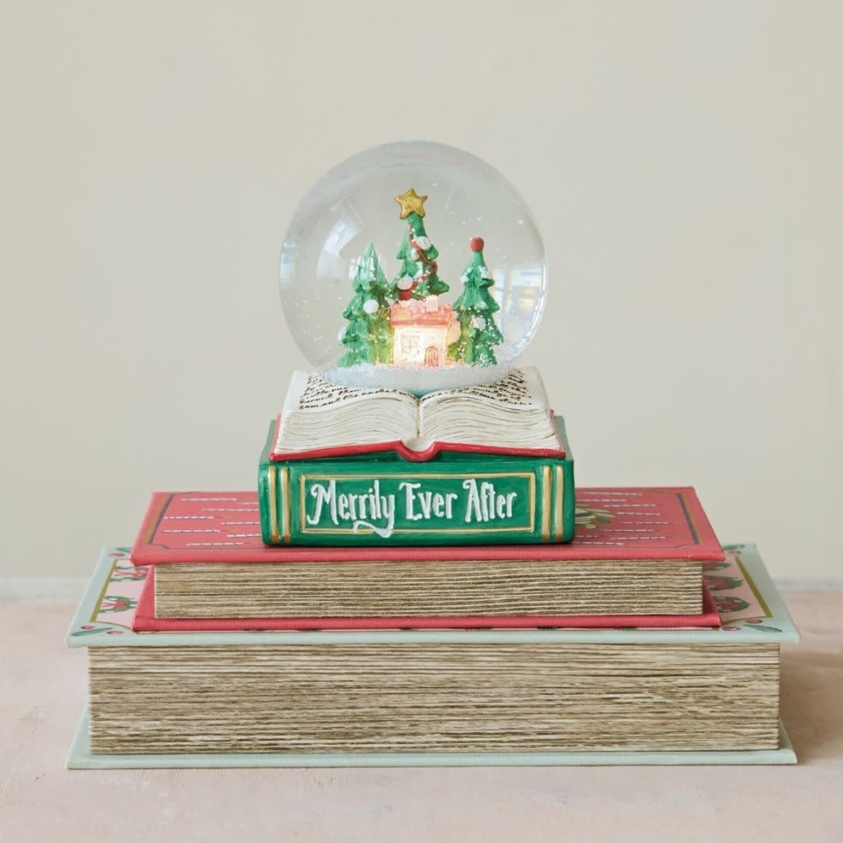 m. lynne designs merrily ever after snow globe with light