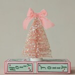 m. lynne designs pink bottlebrush tree with glitter with velvet bow