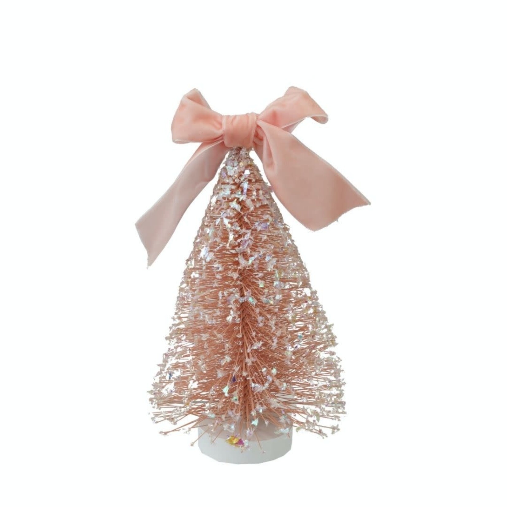 m. lynne designs pink bottlebrush tree with glitter with velvet bow