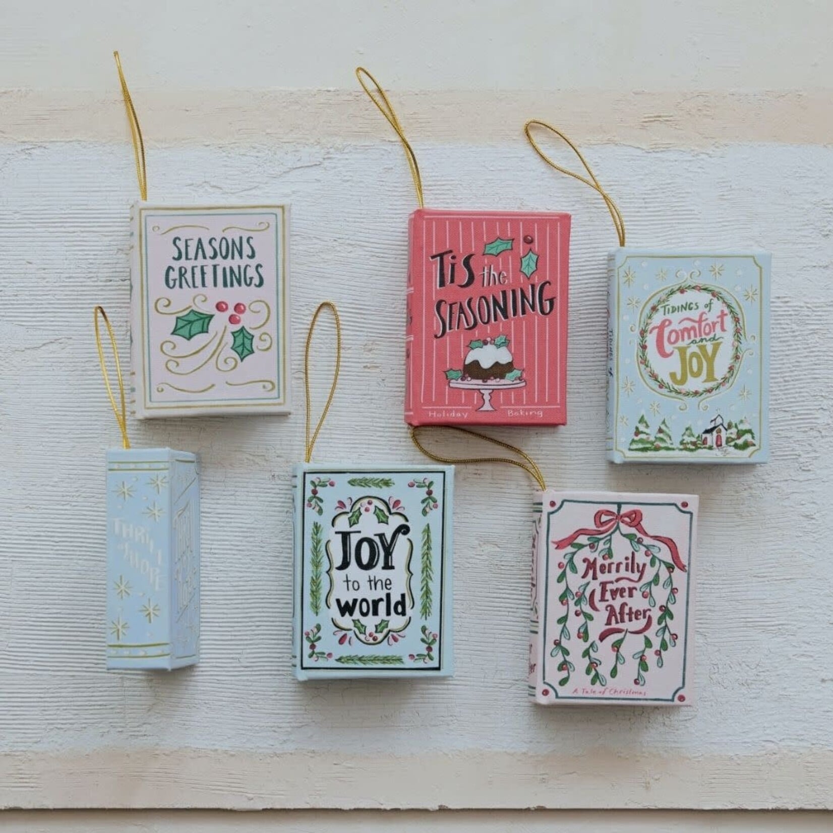 m. lynne designs canvas christmas book ornament