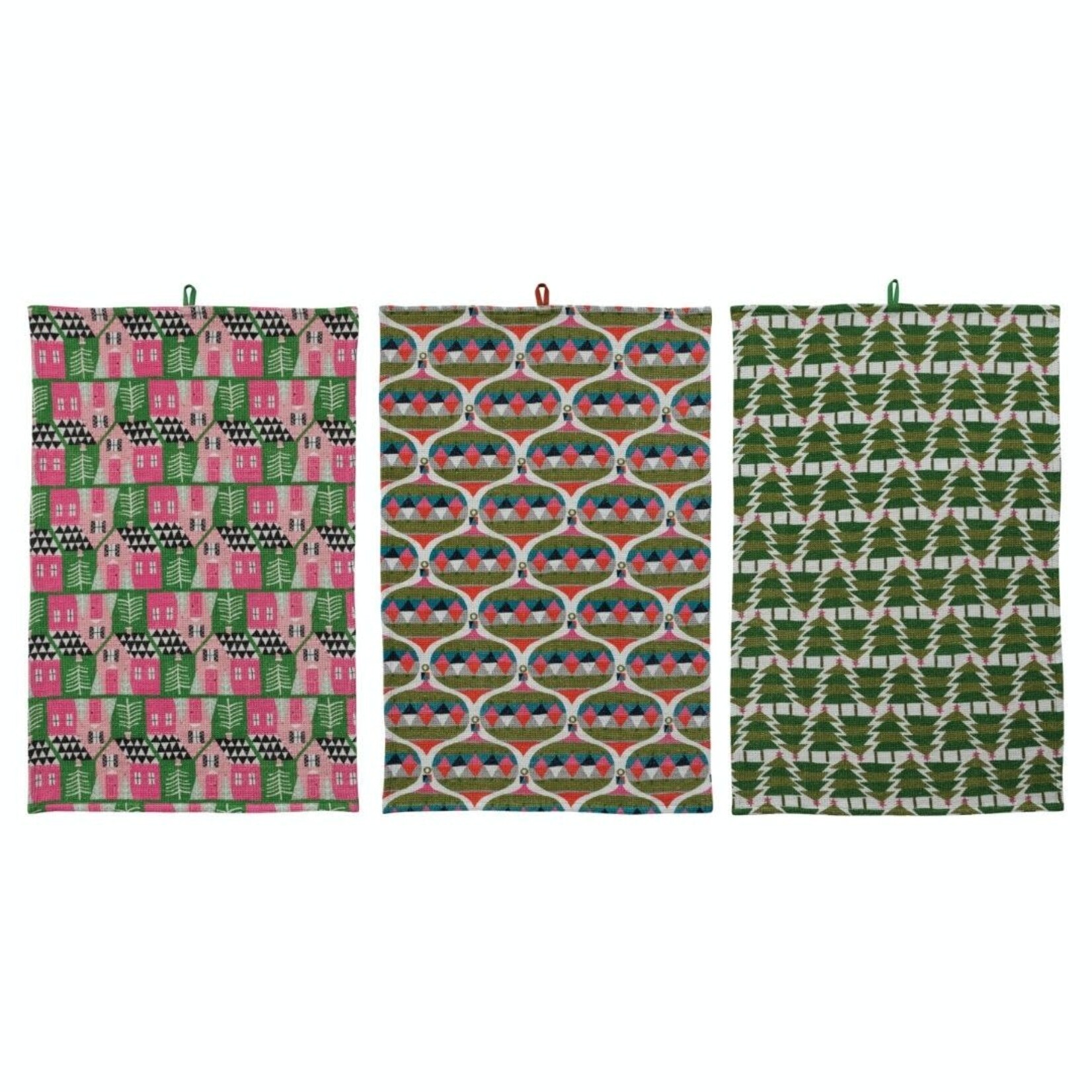 m. lynne designs colorful cotton waffle weave christmas tea towel