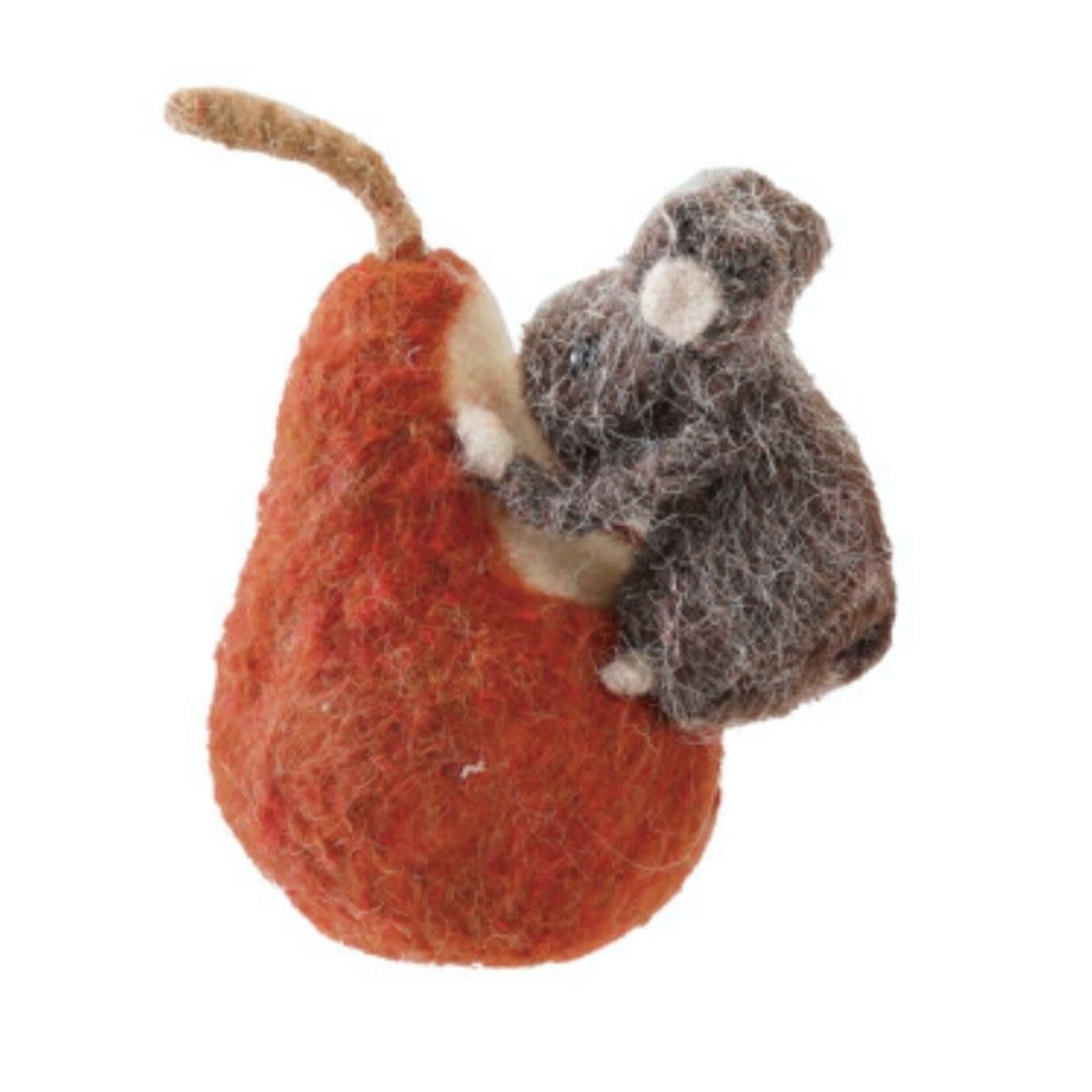 m. lynne designs wool felt mouse eating fruit