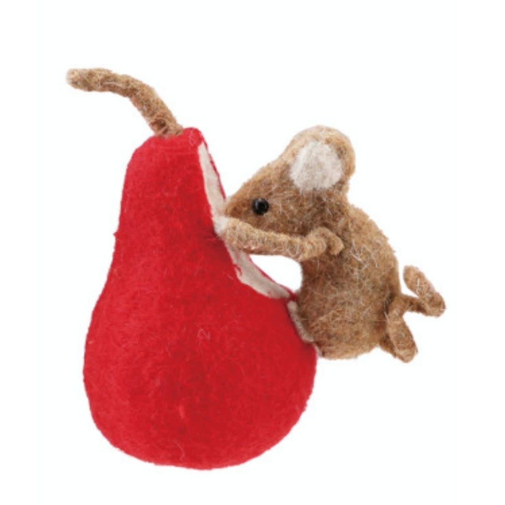 m. lynne designs wool felt mouse eating fruit