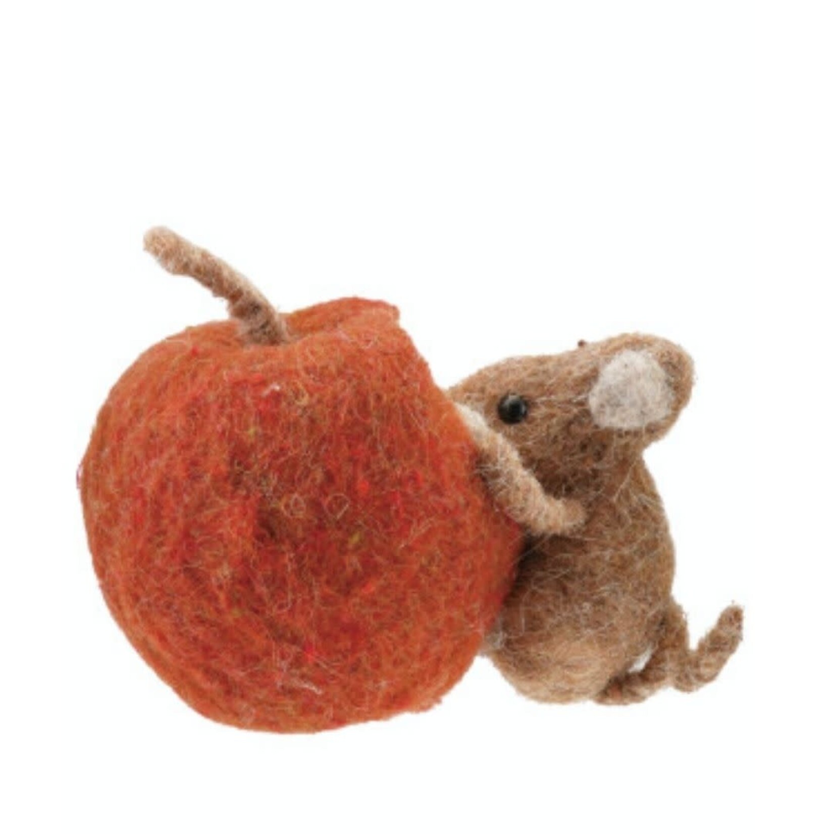 m. lynne designs wool felt mouse eating fruit