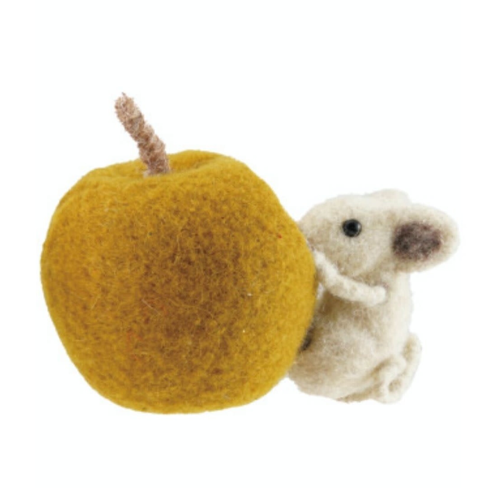 m. lynne designs wool felt mouse eating fruit