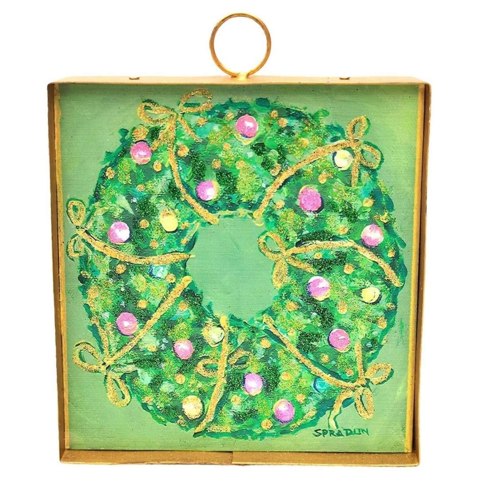 the round top collection gold ribbon wreath charm