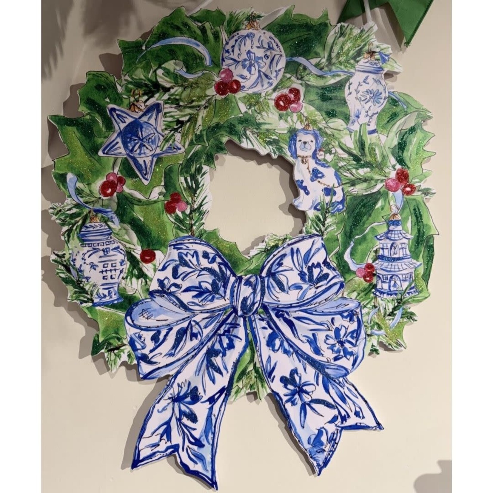the round top collection chinoiserie bow wreath door hanger