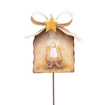 the round top collection gold bow manger & baby Jesus stake