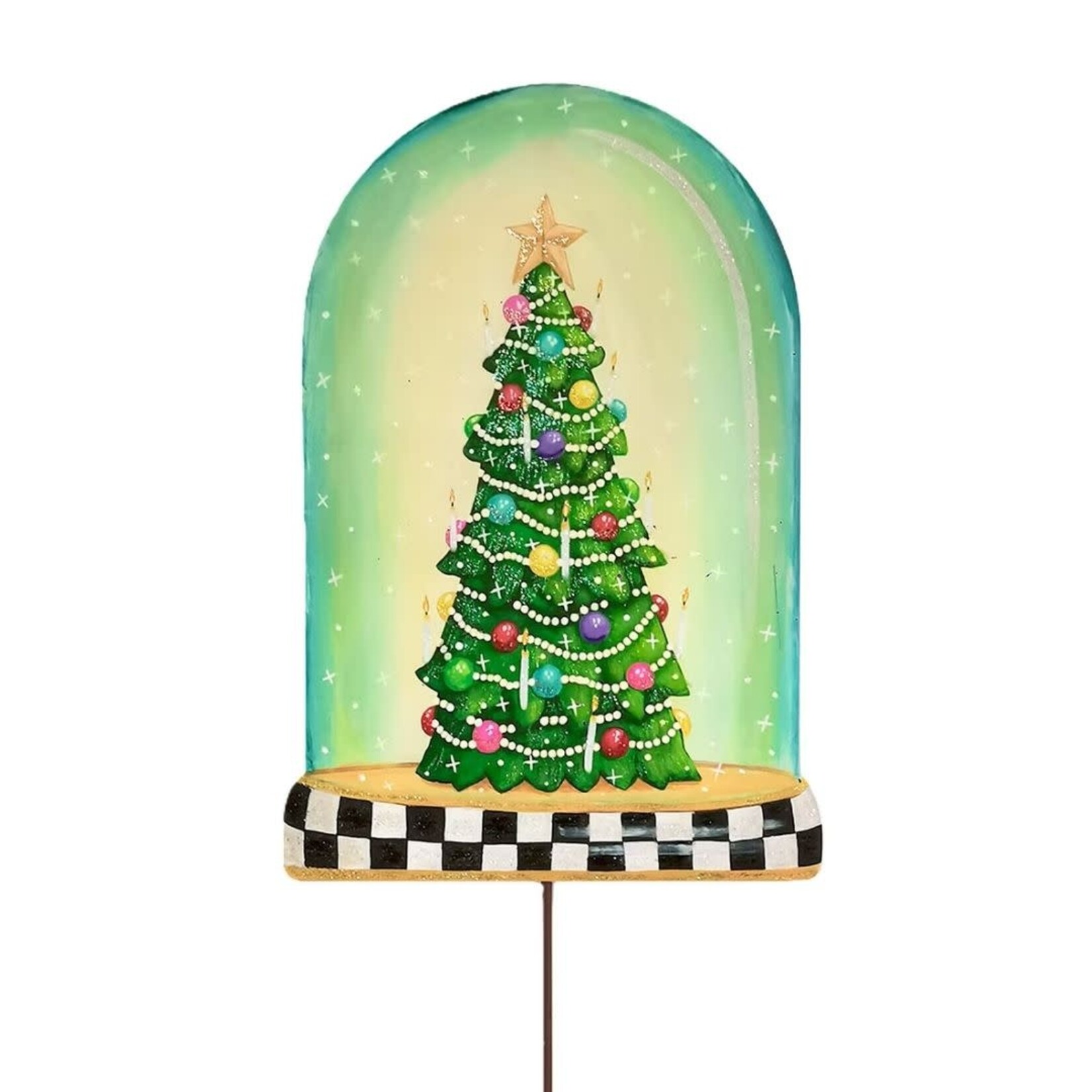 the round top collection merry & bright tree in cloche stake