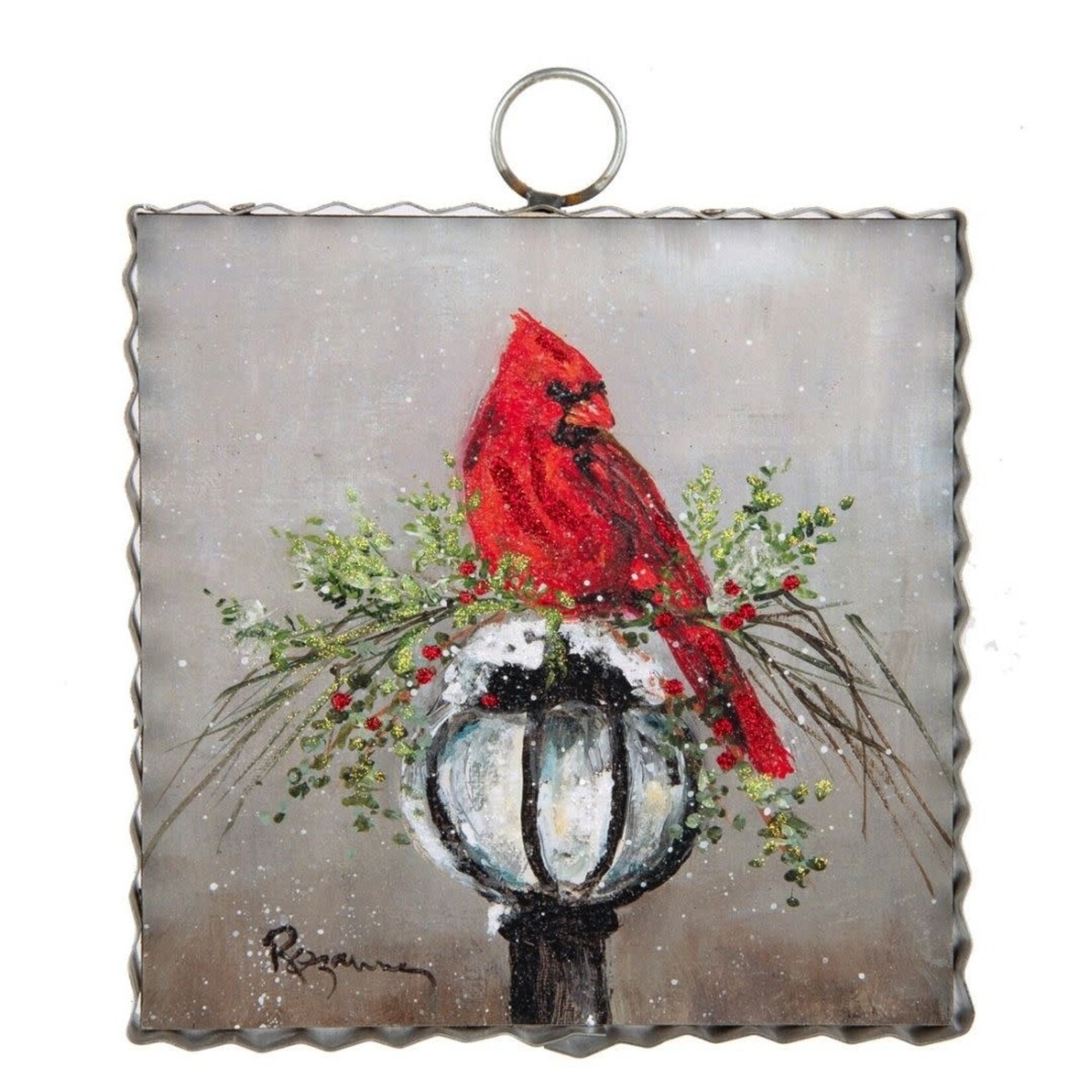 the round top collection cardinal on lamp post charm