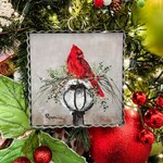 the round top collection cardinal on lamp post charm