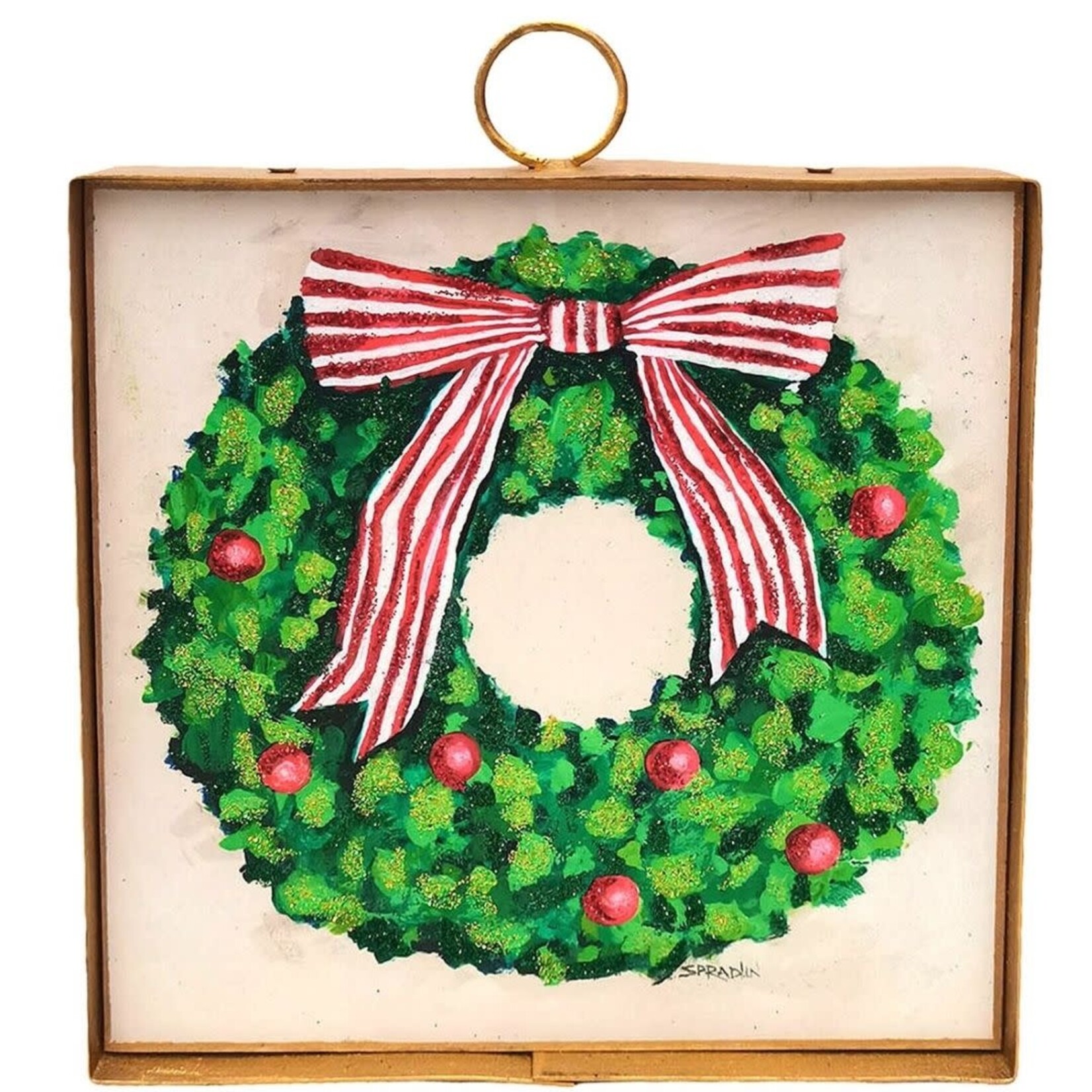 the round top collection green wreath red balls charm