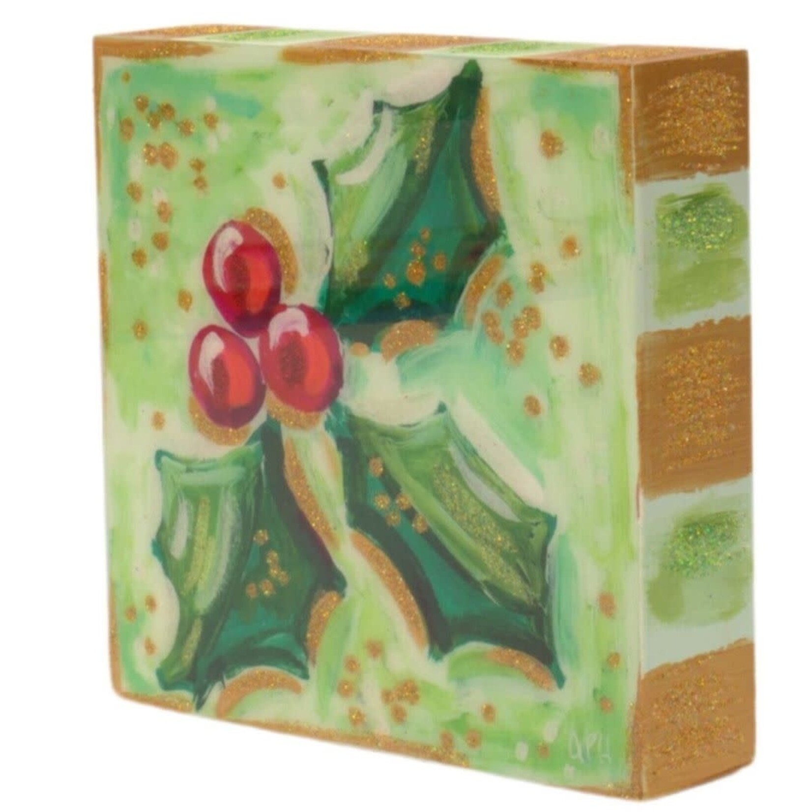 the round top collection resin holly bough canvas