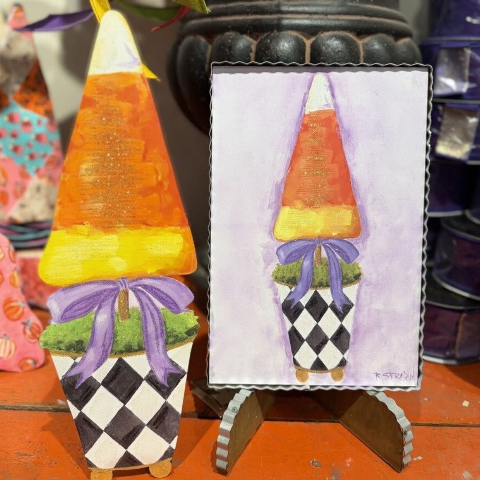 the round top collection whimsy candy corn topiary stake