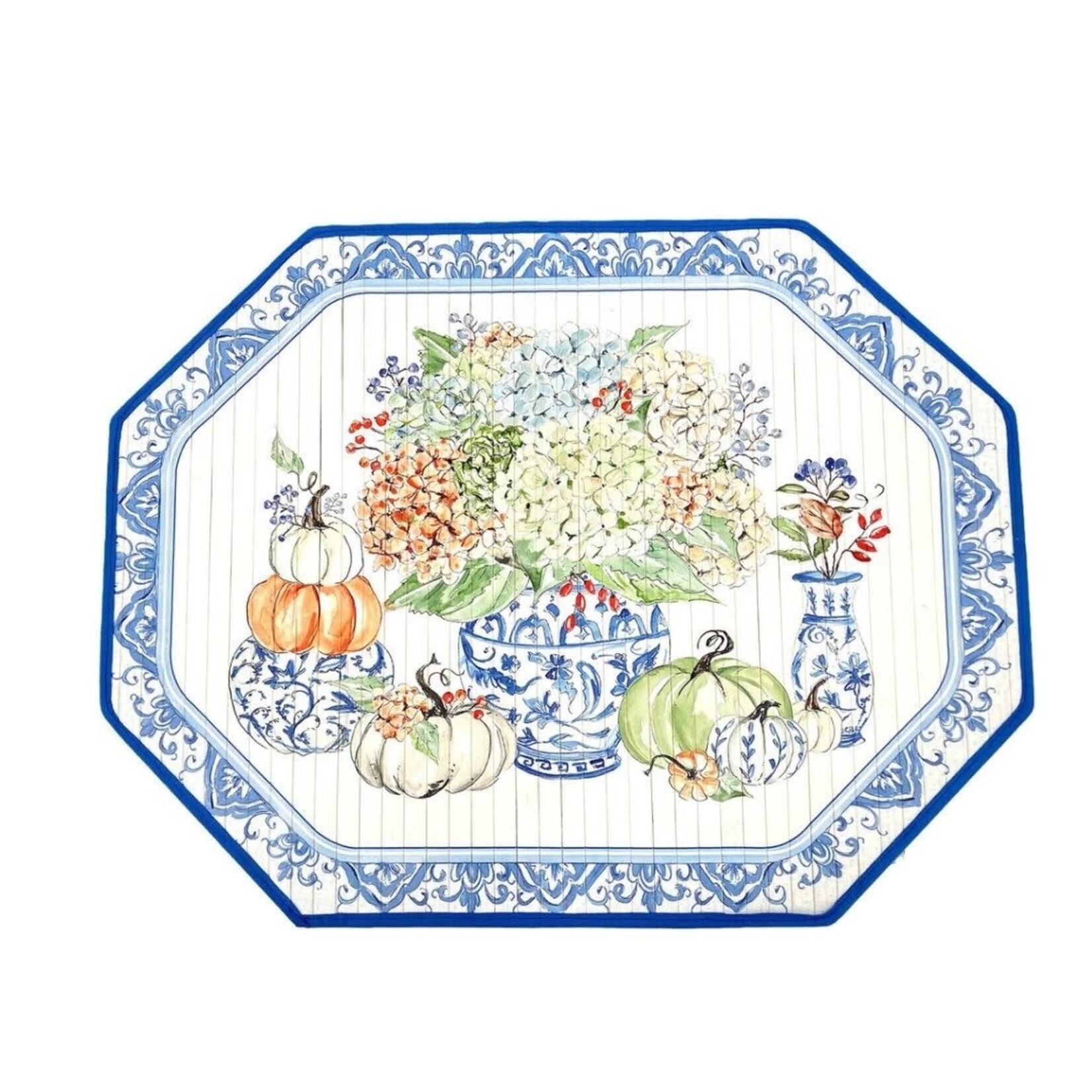 the round top collection autumn hydrangea bamboo mat
