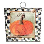 the round top collection orange pumpkin with checkered border charm