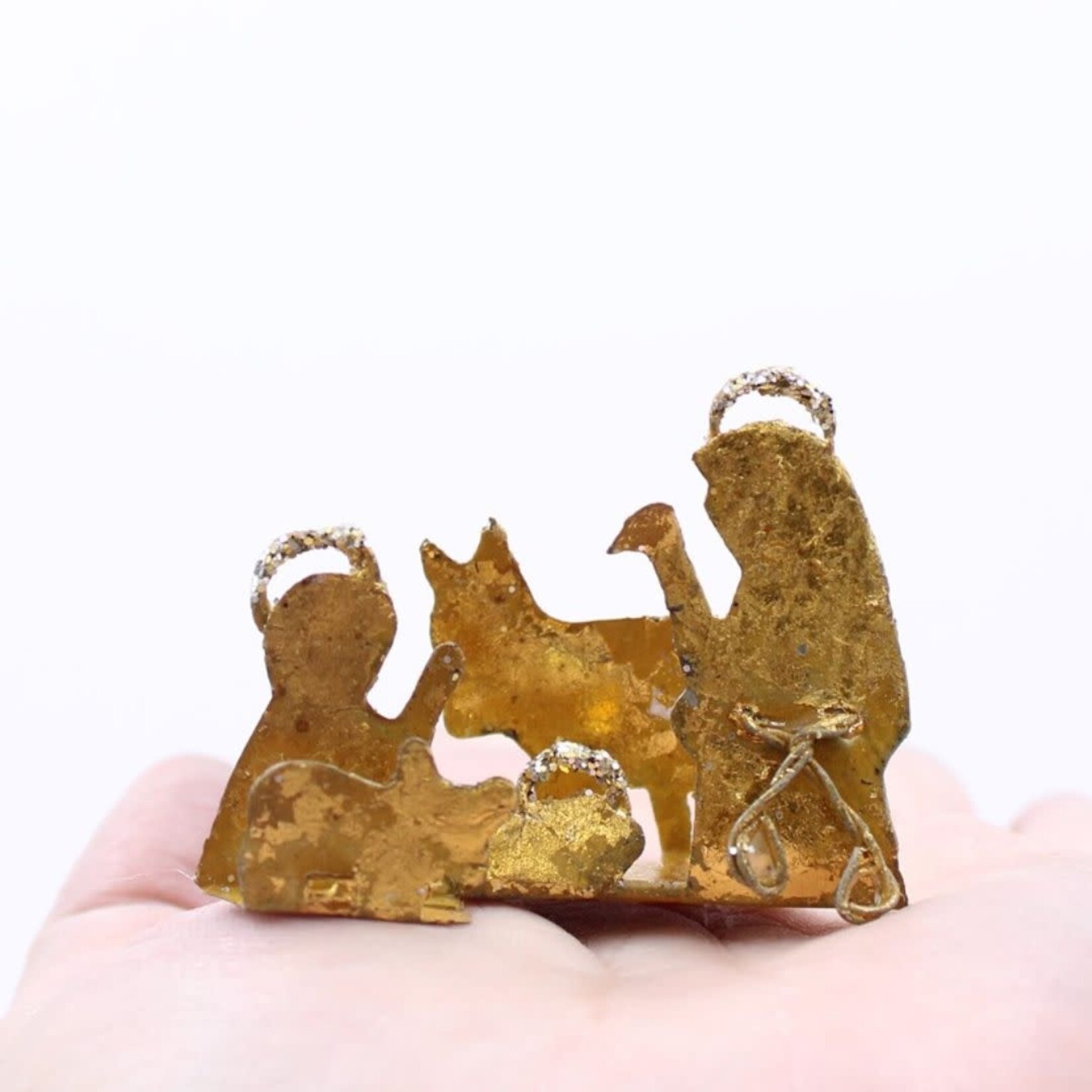 m. lynne designs gold tiny nativity silhouette
