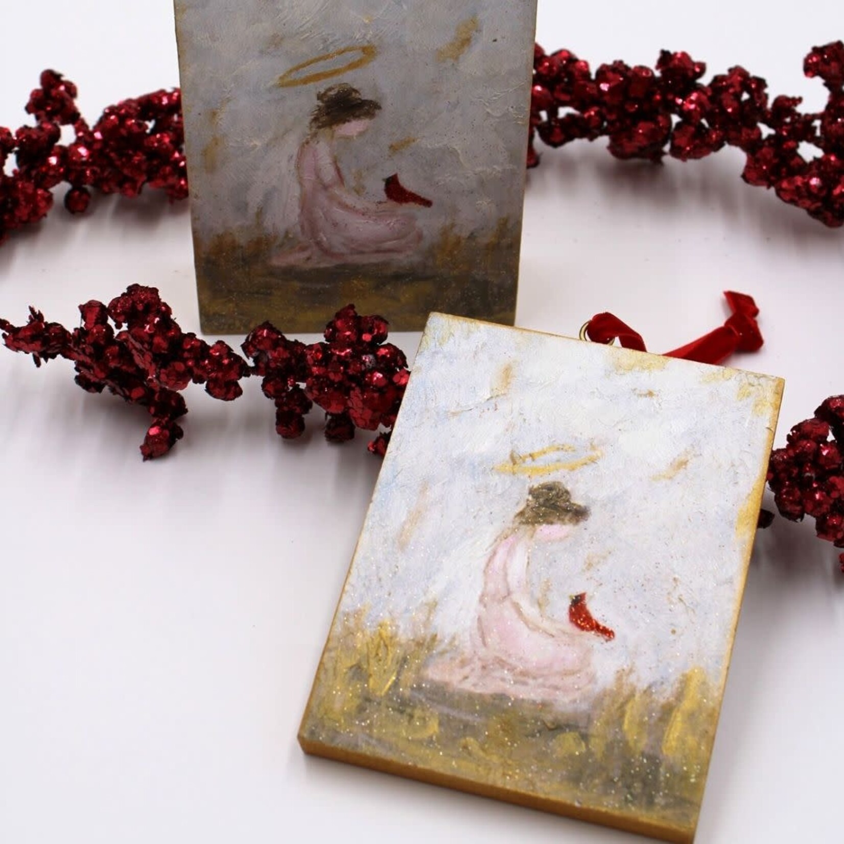 m. lynne designs angel with cardinal art block
